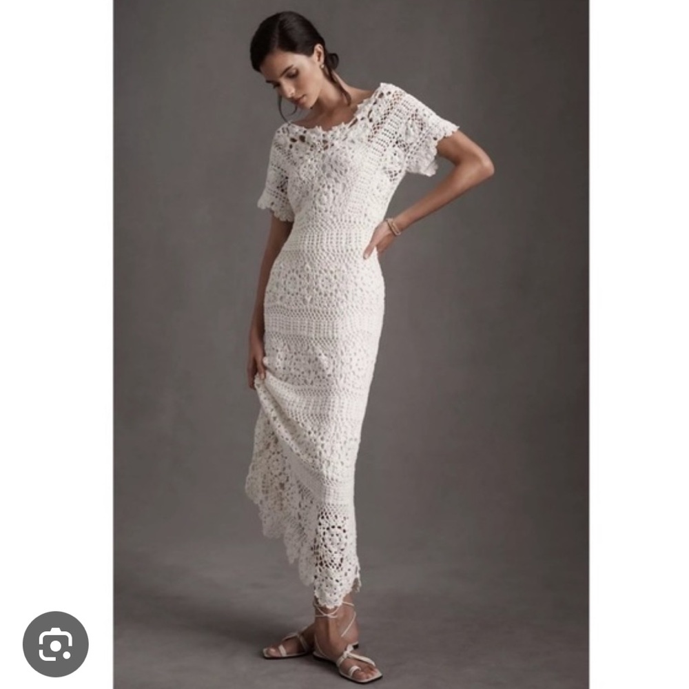 FREE PEOPLE x Bhldn white Crochet Dress ARWEN Small Anthro